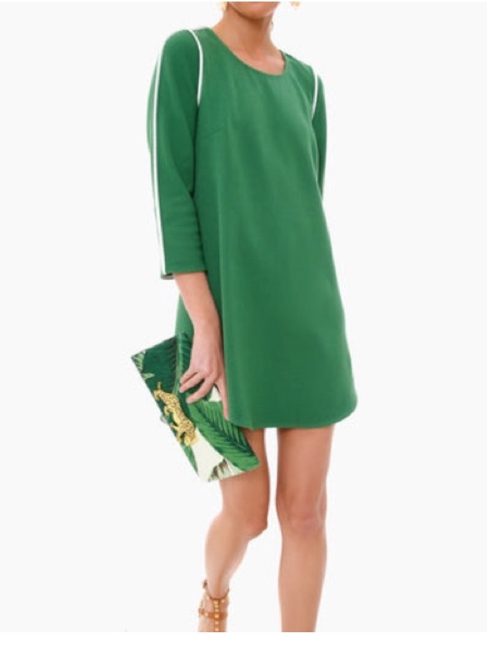 Tuckernuck green white seemed mini dress long sleeve small s